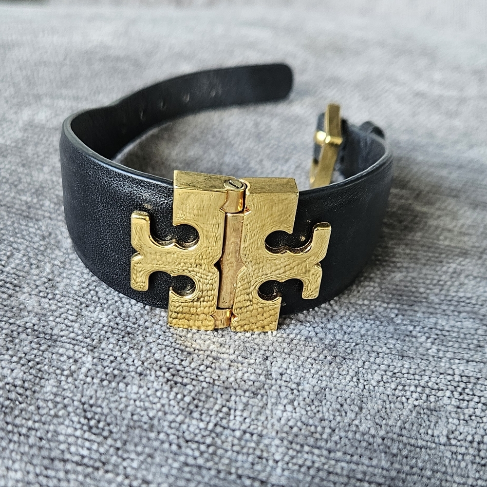 Tory Burch Gold Plated Leather Cuff Bracelet